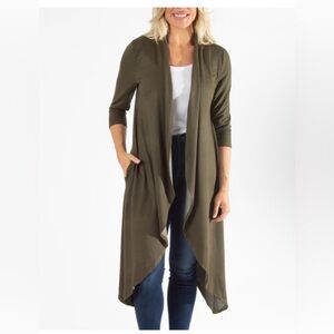 Elegant Olive Women's Draped Cardigan